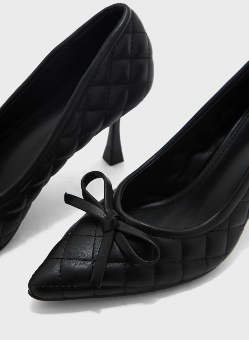 ELLA Quilted Bow Pointed Pump