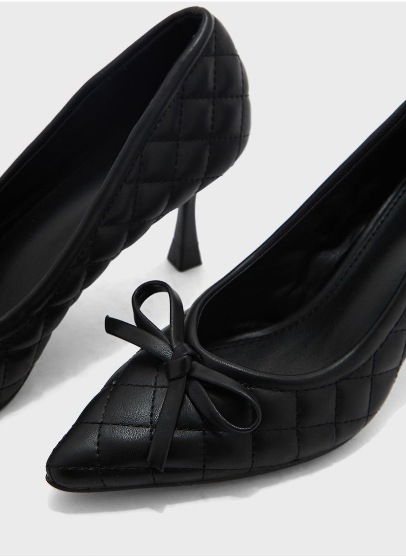ELLA - Quilted Bow Pointed Pump - Image 1