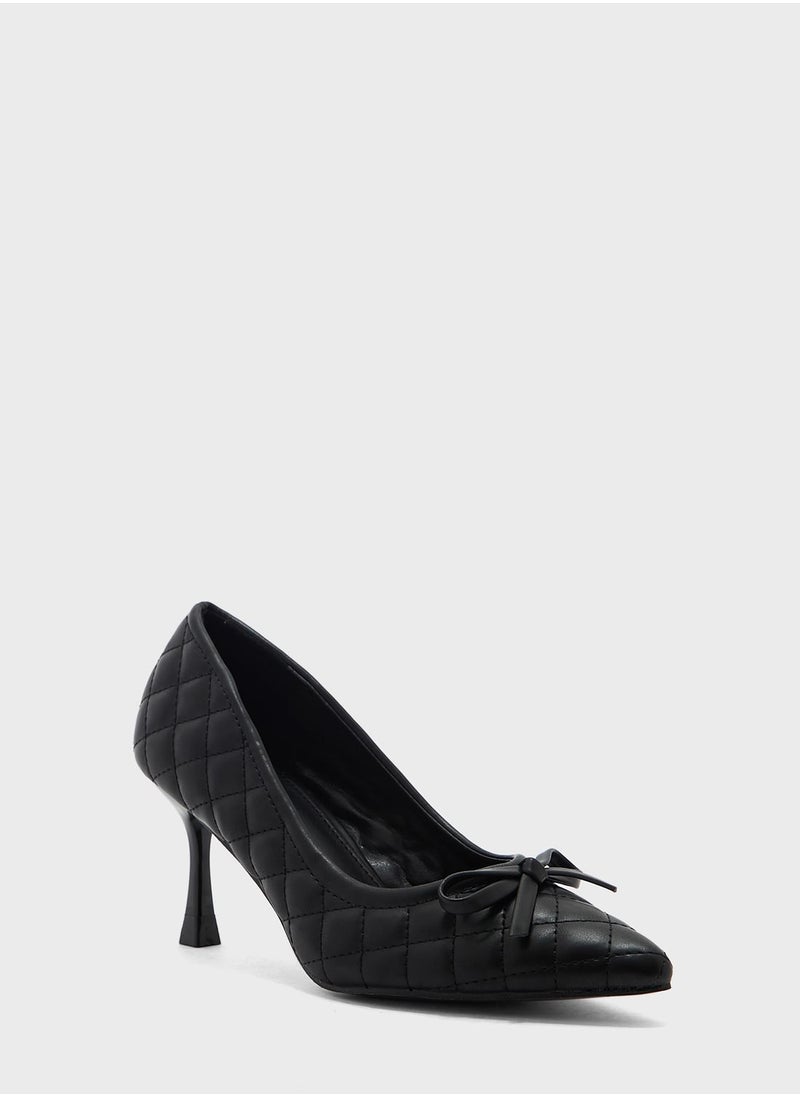 ELLA - Quilted Bow Pointed Pump - Image 1
