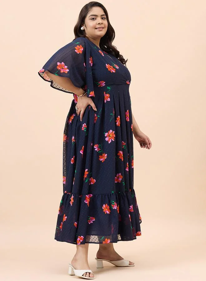Femmella Femmella All-Over Print Textured Wrap Tiered Maxi Dress