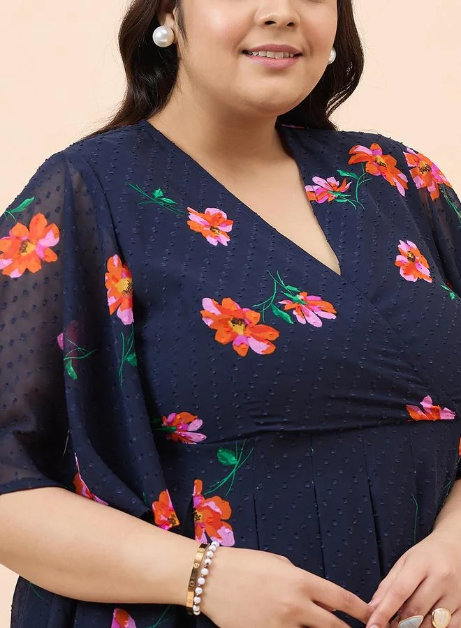 Femmella Femmella All-Over Print Textured Wrap Tiered Maxi Dress