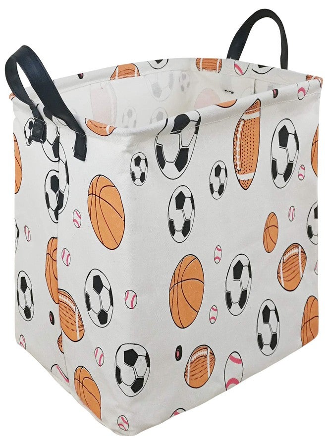 KUNRO Rectang Basketball Football Storage Basket Gift Shelf Basket Baby Storage Bin, Kids Toy Basket Organizer Box for With Handles Boy and Girls Room Deco (Balls) - Image 1