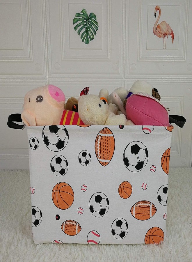 KUNRO Rectang Basketball Football Storage Basket Gift Shelf Basket Baby Storage Bin, Kids Toy Basket Organizer Box for With Handles Boy and Girls Room Deco (Balls) - Image 3