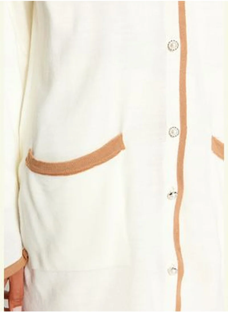 trendyol Ecru Color Block Jacquard Knitwear TCTAW24TH00066