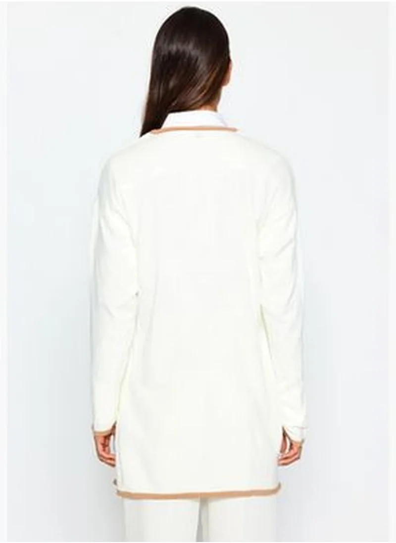 trendyol Ecru Color Block Jacquard Knitwear TCTAW24TH00066