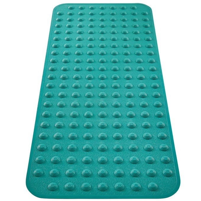 BATHTUB SHOWER MAT NON SLIP 18X40 IN BATH MAT FOR BATHROOM TUB TEXTURED SMOOTH FLOOR SILICONE EXTRA LONG MASSAGE BATH TUB MATS NO SLIP MATT NONTOXIC SAFE FOR ELDERLY KIDS LIGHT GREEN