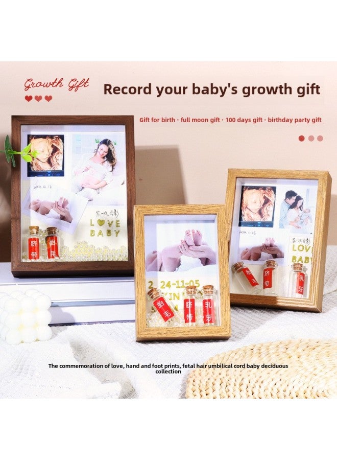 Diy Baby Homemade Fetal Hair Umbilical Cord Commemorative Photo Frame Fetal Hair Deciduous Teeth Collection Box Baby Full Moon Hand And Foot Print Table-Color:-Specifications:8inch Hollow 3cm - Image 4