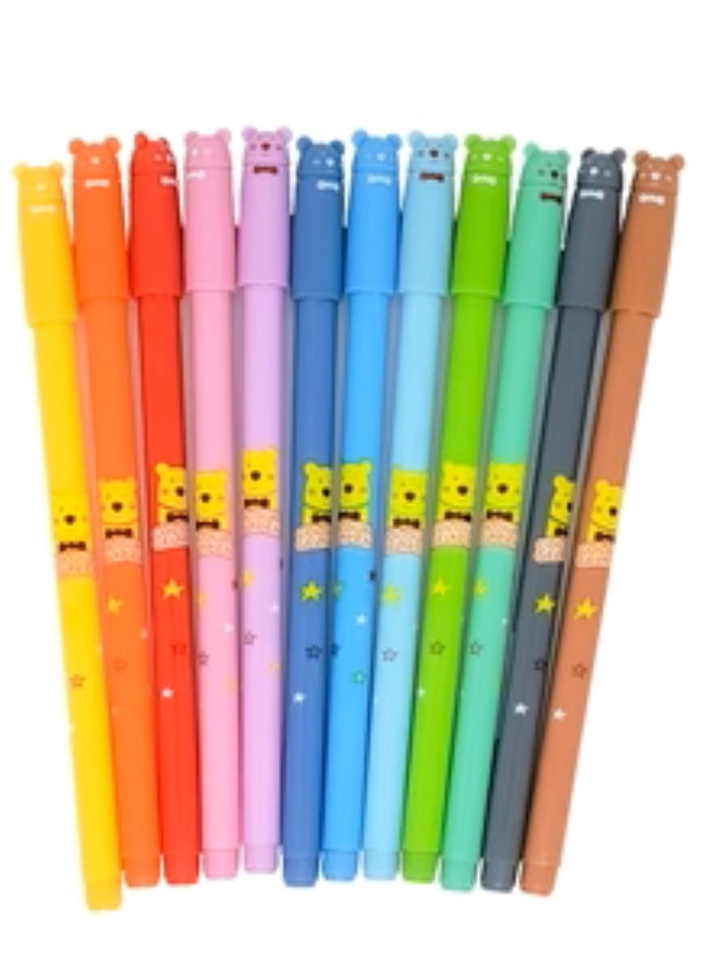 اتش ايه-أقلام جل ملونه12قلم 0.5 سن رفيع  شكل دب - Image 2
