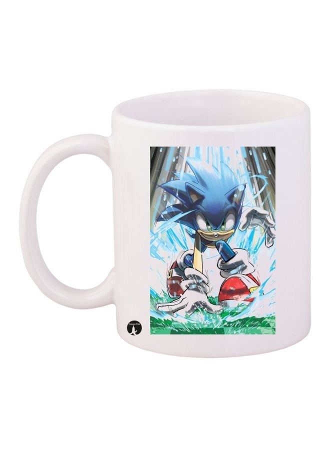 RYN Sonic Video Game Printed Mug White/Blue/Green Standard Size