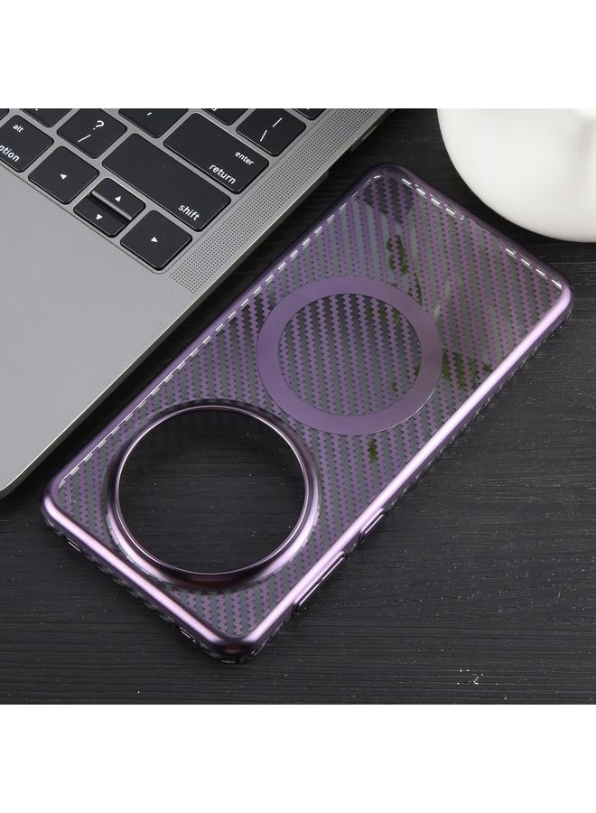 Case For Huawei Mate 60 Pro /60 Pro+ 6D Plated Carbon Fiber Clear Magsafe PC Phone Case
