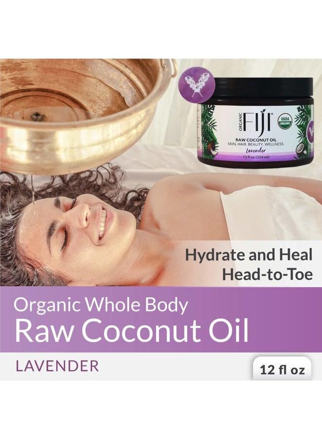 Organic Fiji Raw Cold Pressed Coconut Oil for Hair, Skin, Face & Body | Relaxing Massage Oil | Lavender,12 oz for Women Men & Baby - Image 4