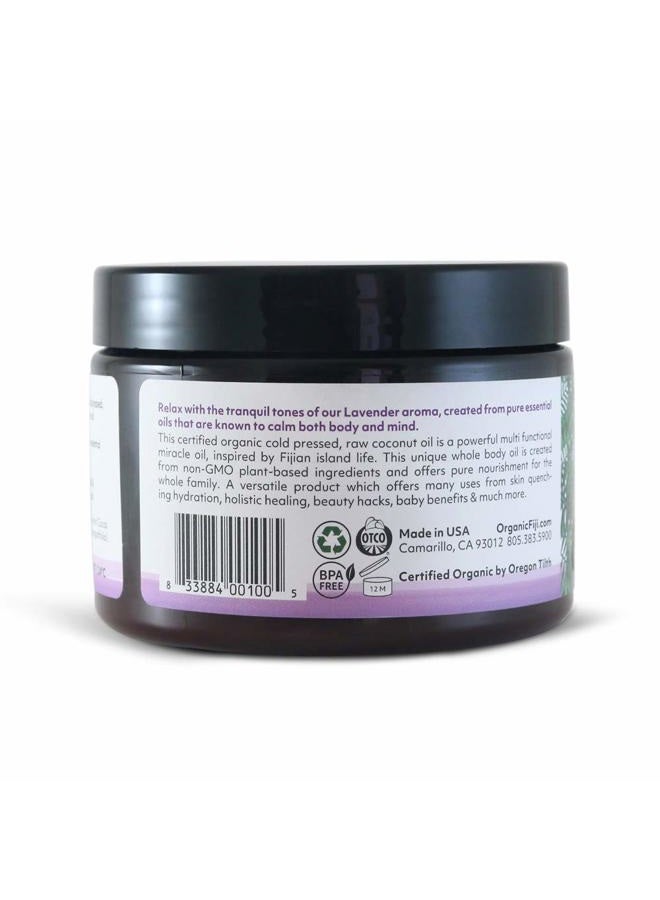 Organic Fiji Raw Cold Pressed Coconut Oil for Hair, Skin, Face & Body | Relaxing Massage Oil | Lavender,12 oz for Women Men & Baby - Image 3