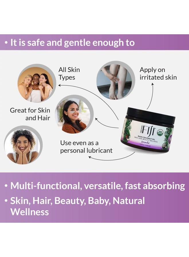 Organic Fiji Raw Cold Pressed Coconut Oil for Hair, Skin, Face & Body | Relaxing Massage Oil | Lavender,12 oz for Women Men & Baby - Image 5