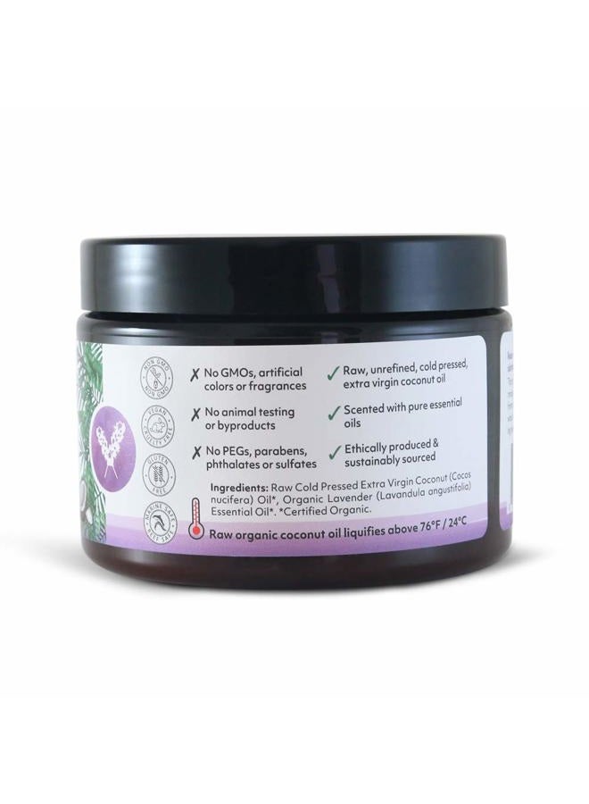 Organic Fiji Raw Cold Pressed Coconut Oil for Hair, Skin, Face & Body | Relaxing Massage Oil | Lavender,12 oz for Women Men & Baby - Image 2