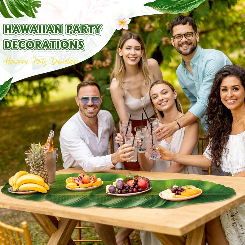 Tinlade 30 Pcs Banana Leaves Parchment Paper Leaf Tropical Artificial Banana Leaves for Cooking Charcuterie Board for Food Serving Hawaiian Party Decoration 22.8 x 9 Inch Centerpieces Placemat - Image 4