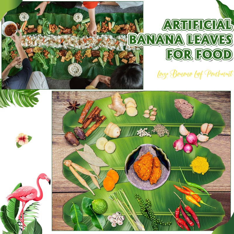 Tinlade 30 Pcs Banana Leaves Parchment Paper Leaf Tropical Artificial Banana Leaves for Cooking Charcuterie Board for Food Serving Hawaiian Party Decoration 22.8 x 9 Inch Centerpieces Placemat - Image 3