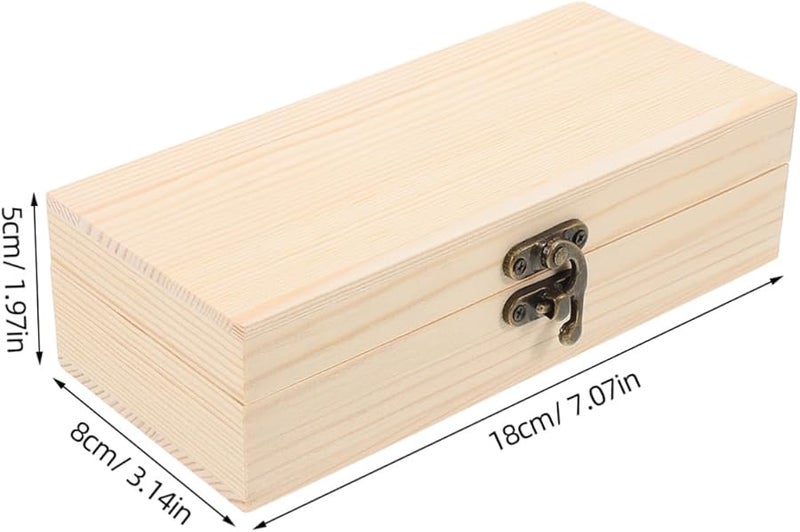 صندوق مجوهرات خشبي غير مطلي للعمل اليدوي، صندوق تخزين حرفي للأولاد والبنات - Image 3