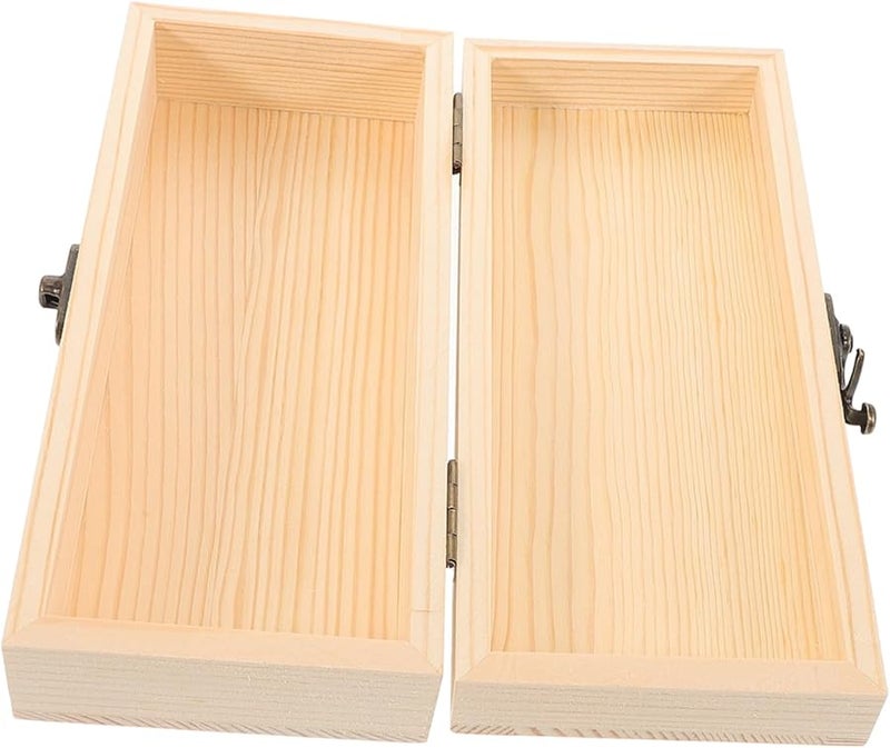 صندوق مجوهرات خشبي غير مطلي للعمل اليدوي، صندوق تخزين حرفي للأولاد والبنات - Image 2