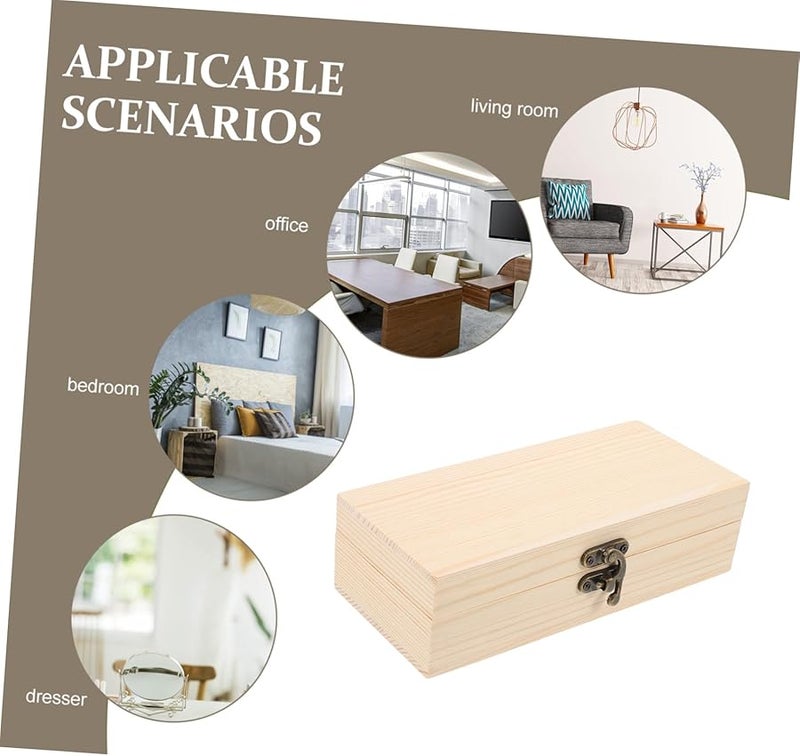 صندوق مجوهرات خشبي غير مطلي للعمل اليدوي، صندوق تخزين حرفي للأولاد والبنات - Image 4
