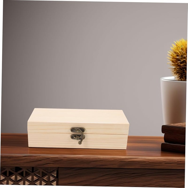 صندوق مجوهرات خشبي غير مطلي للعمل اليدوي، صندوق تخزين حرفي للأولاد والبنات - Image 5