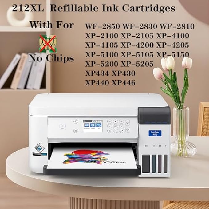 REMANUFACTURED 212XL NO CHIP REFILLABLE EMPTY SUBLIMATION INK CARTRIDGES 212XL WORKFORCE PRO XP-4100 XP-4105 WF-2830 WF-2850 PRINTERS USED FOR REGULAR OR SUBLIMATION PRINTING - Image 2