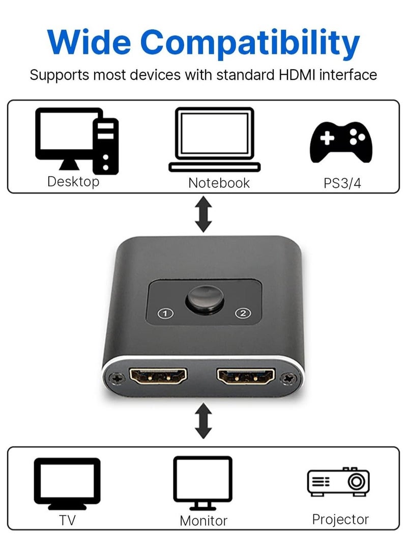 Arabest - موزع HDMI 4K HDMI، 2 مدخل و1 مخرج أو 1 في 2 مخرج، يدعم 4K 60Hz 3D HD 1080P لشاشة الكمبيوتر، جهاز العرض، مشغل Blu-Ray، TV Stick، Switch، Xbox، PS5، HDTV الكمبيوتر المحمول - Image 1