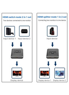 Arabest موزع HDMI 4K HDMI، 2 مدخل و1 مخرج أو 1 في 2 مخرج، يدعم 4K 60Hz 3D HD 1080P لشاشة الكمبيوتر، جهاز العرض، مشغل Blu-Ray، TV Stick، Switch، Xbox، PS5، HDTV الكمبيوتر المحمول  - Image 3