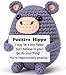 Weming Gift for Women Or Men Small Stuffed Animal for White Elephant Christmas Stocking Stuffers Gray Crochet HippoHippopotamus 4 Handmade Amigurumi Plush with Positive Sign Desk Decor - Image 2