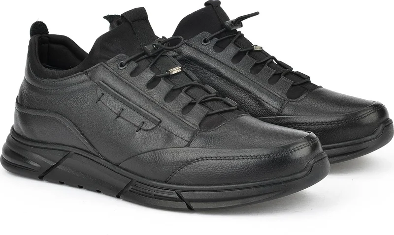 زيا , Men's Genuine Leather Shoes 1431040ZK2212 Black