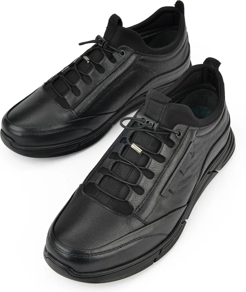 زيا , Men's Genuine Leather Shoes 1431040ZK2212 Black