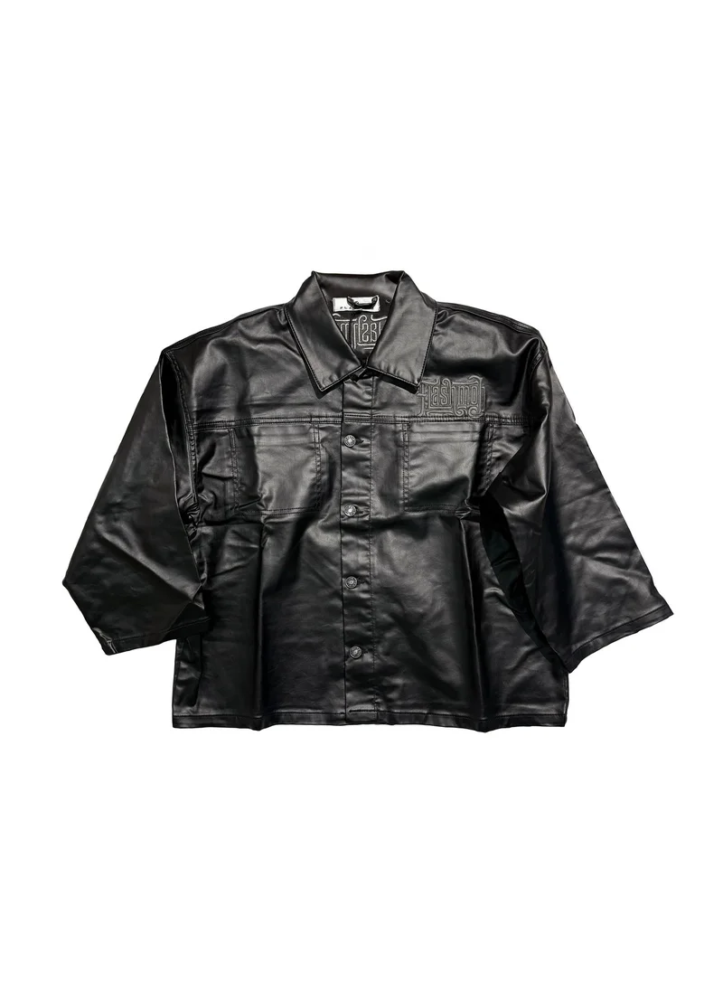 Flashmobnation Black Black Leather Flashmob Jacket for Men | Best Price UAE