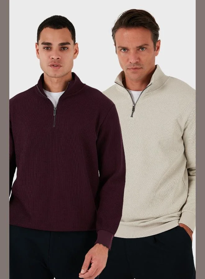 Buratti Cotton Regular Fit Half Zipper Stand Collar 2-Pack Sweat Men's SWEAT 5905716S2