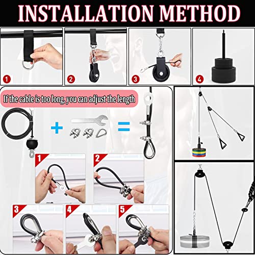 Taeku Weight Cable Pulley System Gym Professional Home Gym Equipment Upgraded Fitness LAT for Triceps Pull Down Biceps Curl Back Forearm Shoulder (2.5m Cable) - Image 4