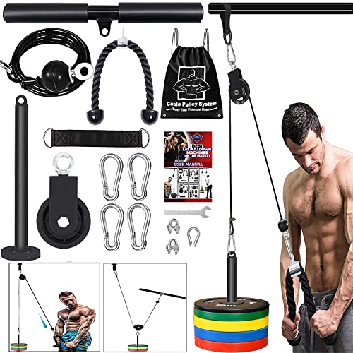 Taeku Weight Cable Pulley System Gym Professional Home Gym Equipment Upgraded Fitness LAT for Triceps Pull Down Biceps Curl Back Forearm Shoulder (2.5m Cable) - Image 1