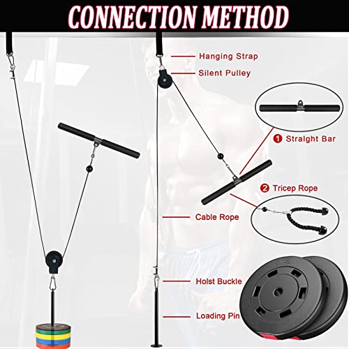 Taeku Weight Cable Pulley System Gym Professional Home Gym Equipment Upgraded Fitness LAT for Triceps Pull Down Biceps Curl Back Forearm Shoulder (2.5m Cable) - Image 3