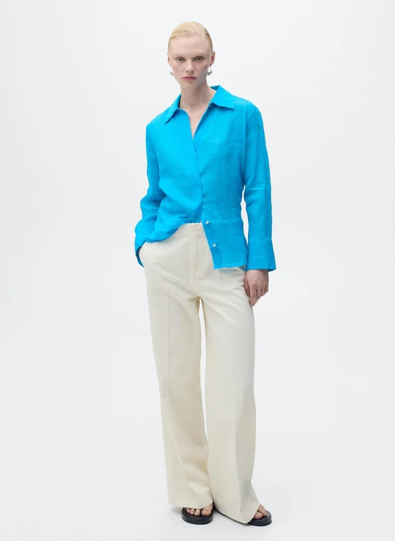 MANGO Ramie Shirt With Hidden Buttons