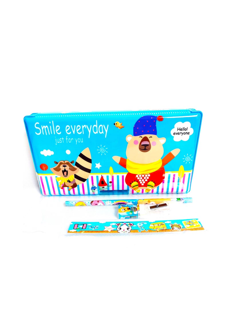 5-Piece Stationery Set With Double Sided Pencil Case - Image 2