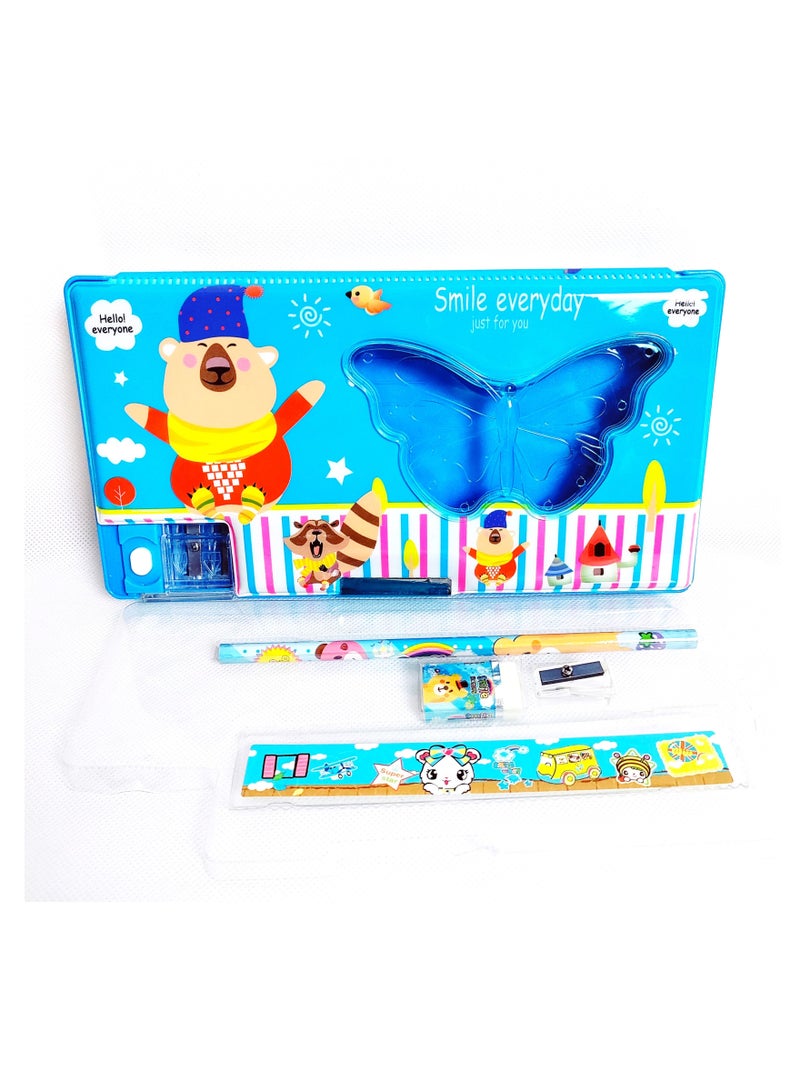5-Piece Stationery Set With Double Sided Pencil Case - Image 3