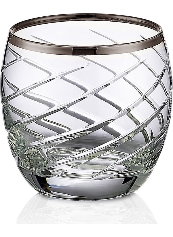 Royal Home - Roya Home Armoni Platinum Cut Hand Decoration Gilded 6 Piece Patterned Water Glass Set - Image 1