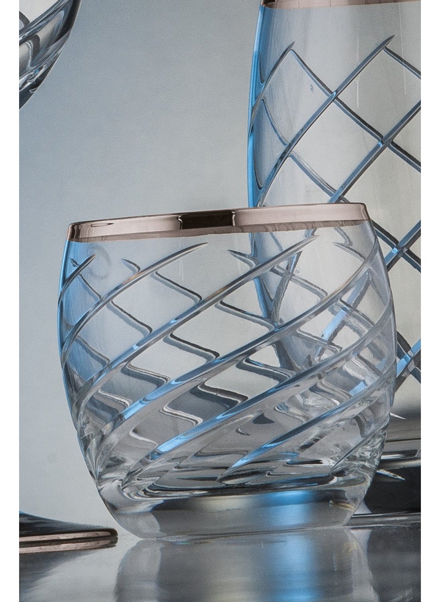 Royal Home - Roya Home Armoni Platinum Cut Hand Decoration Gilded 6 Piece Patterned Water Glass Set - Image 1