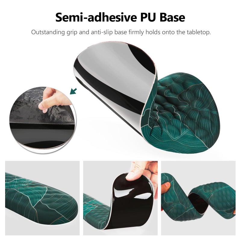 Laokiiy Mouse Pad Wrist Support, Laokiiy 2 in1 Keyboard Wrist Rest+ Ergonomic Mouse Pad, Non-Slip Wrist Rest for Computer Keyboard, Made Easy Typing & Relieve Wrist Painï¼ˆBanana Leaf Greenï¼‰ - Image 4