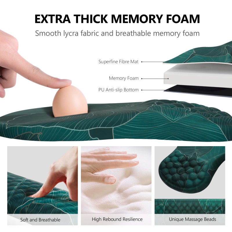 Laokiiy Mouse Pad Wrist Support, Laokiiy 2 in1 Keyboard Wrist Rest+ Ergonomic Mouse Pad, Non-Slip Wrist Rest for Computer Keyboard, Made Easy Typing & Relieve Wrist Painï¼ˆBanana Leaf Greenï¼‰ - Image 3