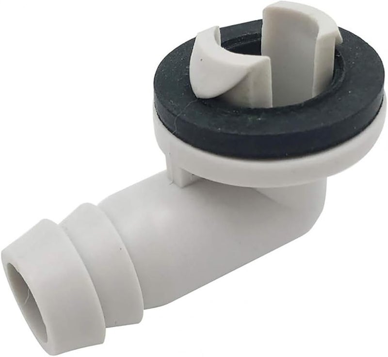 White Plastic AC Drain Hose Connector Elbow Fitting with Rubber Sealing Ring Kit - Image 2