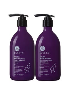 L LUSETA Luseta Purple Shampoo and Conditioner Set for Blonde, Gray - Color Treated Hair - Sulfate Free Paraben Free - Infused with Cocos Nucifera Oil for Curly and Damaged Hair - 2x16.9oz 