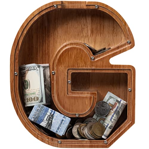 ladenk 12 Inch Extra Large Wooden Kids Letter Piggy Bank Piggy Bank for Boys Girls Initial G Bank Alphabet Money Bank for Birthday - Image 1