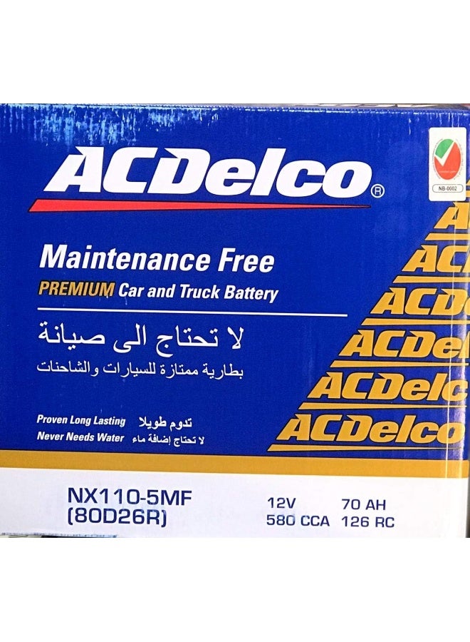 Ac Delco AC DELCO CAR BATTERY 80D26R / NX110-5MF 12V 70AH - Image 1