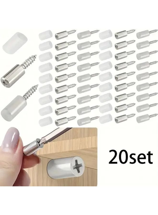 20 Sets No Drill Cross Layer Shelf Brackets Self Tapping Board Support Screws Adjustable - Image 1