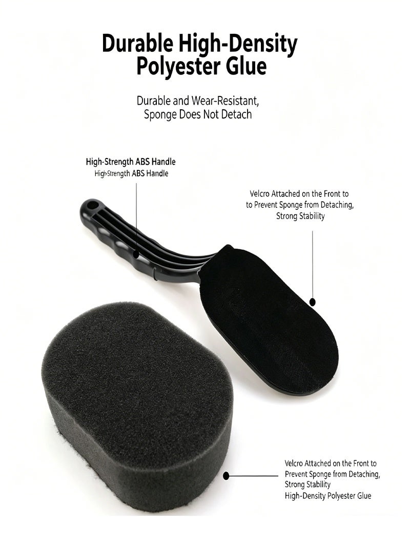 OR MENG Premium Car Wheel Tire Waxing Polishing Sponge Washing Brush, Ergonomic Grip with Long Handle Car Detailing Cleaning Tools Wheel Wax Applicator Pad - Image 3
