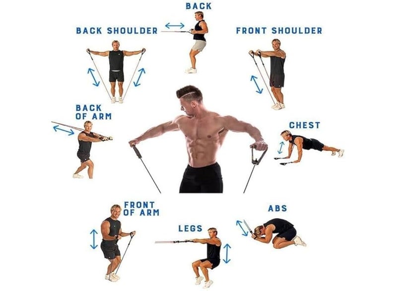 حزام مقاومة بمقبضين لتمارين اللياقة البدنية مع مرساة باب وزن 9.1 - 11 كجم - متعدد الألوان - Image 5