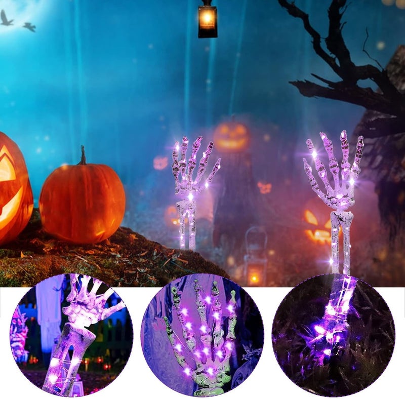 comfrt Halloween Outdoor Decorations, Realistic Skeleton Hands Stakes, Lighted Scary Hands Bone Waterproof Battery Operated Indoor Outdoor Halloween Lights Room Decoration Props Ornament - Image 2